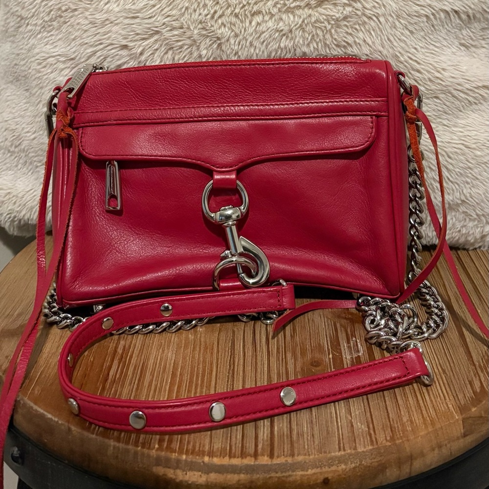 Rebecca Minkoff Red Leather Crossbody Bag with Silver Hardware